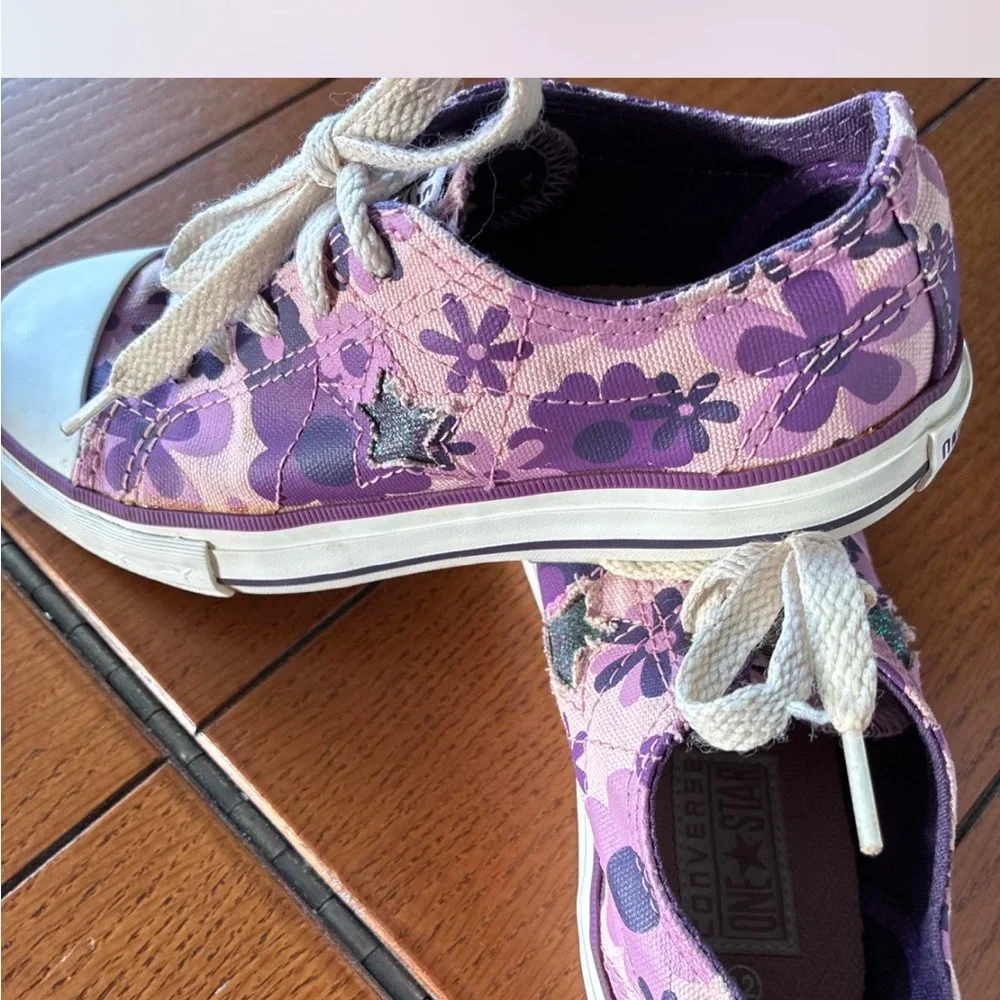 Converse Kids Lavender and Purple Floral Low-Top Sneakers
